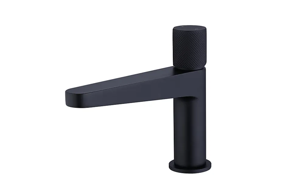 Bernstein Robinet pour lavabo vasque et évier design en laiton peu bruyant et économe en eau - H. 16,3cm - Noir (mat)