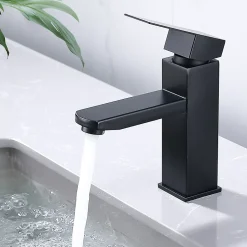 Homelody Robinet Salle Bain Noir Mitigeur Lavabo en Laiton Mitigeur Salle de Bain Contient des Tuyaux Chauds et Froids* Robinet Lavabo Et Vasque