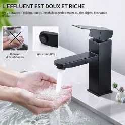 Homelody Robinet Salle Bain Noir Mitigeur Lavabo en Laiton Mitigeur Salle de Bain Contient des Tuyaux Chauds et Froids* Robinet Lavabo Et Vasque