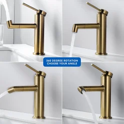 Lonheo Max Robinet Salle de Bain Bec Rotation à 360, Mitigeur lavabo Robinet lavabo, Froide/Chaude* Robinet Lavabo Et Vasque