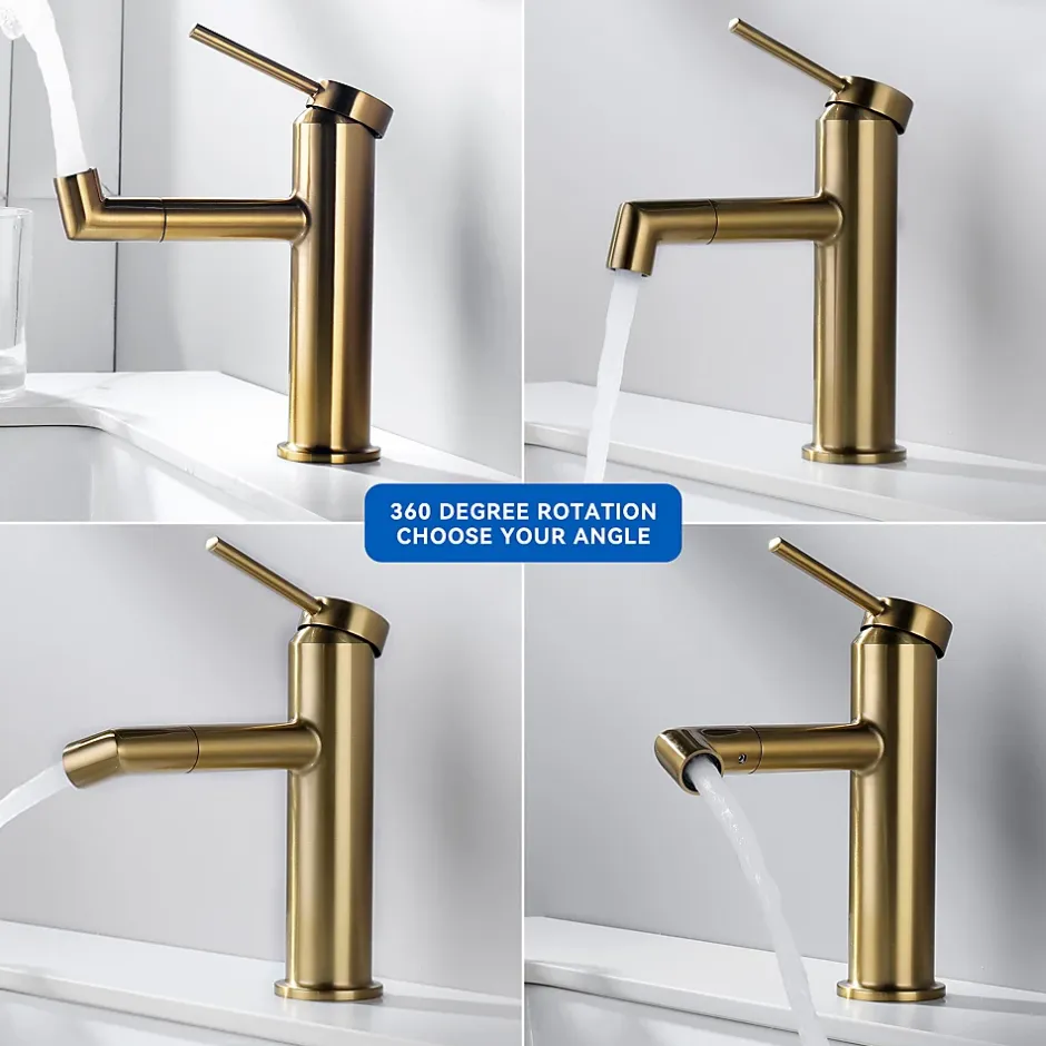 Lonheo Max Robinet Salle de Bain Bec Rotation à 360, Mitigeur lavabo Robinet lavabo, Froide/Chaude* Robinet Lavabo Et Vasque