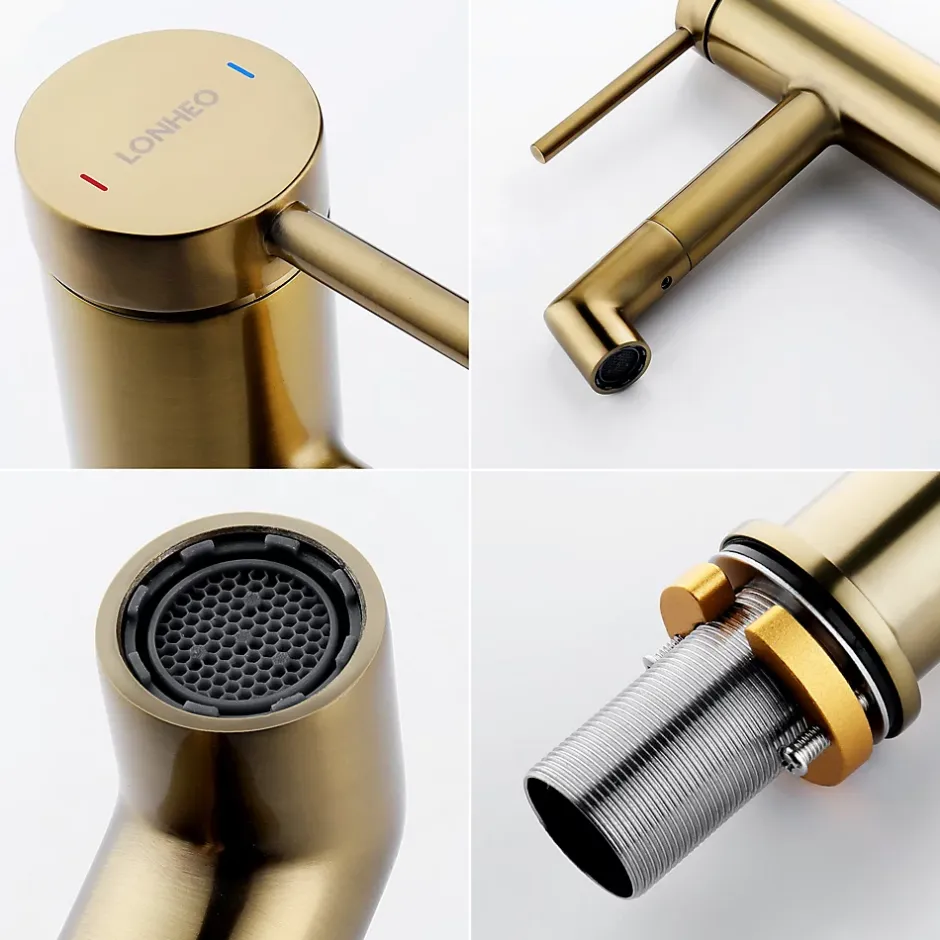 Lonheo Max Robinet Salle de Bain Bec Rotation à 360, Mitigeur lavabo Robinet lavabo, Froide/Chaude* Robinet Lavabo Et Vasque