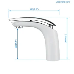Homelody Robinet Salle de Bain Blanc Mitigeur de Lavabo En Laiton de Qualité Robinetterie pour Lavabo Hauteur sous Bec 125mm