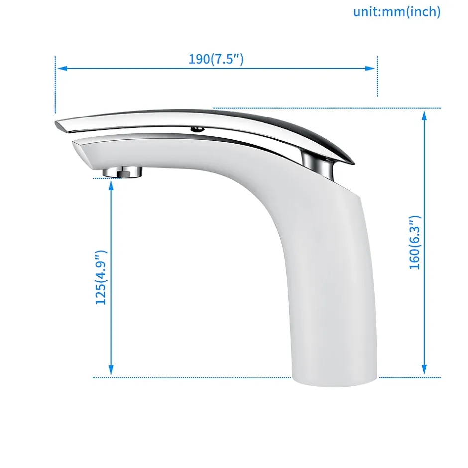 Homelody Robinet Salle de Bain Blanc Mitigeur de Lavabo En Laiton de Qualité Robinetterie pour Lavabo Hauteur sous Bec 125mm