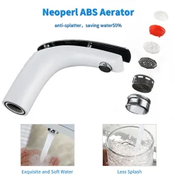 Homelody Robinet Salle de Bain Blanc Mitigeur de Lavabo En Laiton de Qualité Robinetterie pour Lavabo Hauteur sous Bec 125mm