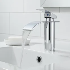 Homelody Robinet Salle de Bain Cascade Mitigeur de Lavabo Design Moderne pour Vasque Chromé en Inox* Robinet Lavabo Et Vasque