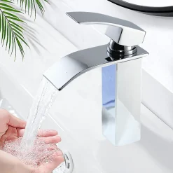 Homelody Robinet Salle de Bain Cascade Mitigeur de Lavabo en Laiton Robinet à Deux Voies Chromé* Robinet Lavabo Et Vasque