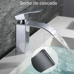 Homelody Robinet Salle de Bain Cascade Mitigeur de Lavabo en Laiton Robinet à Deux Voies Chromé* Robinet Lavabo Et Vasque