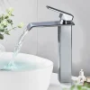 Homelody Robinet Salle de Bain Cascade Mitigeur de Lavabo Haut Robinetterie pour Vasque Chromé Design Moderne