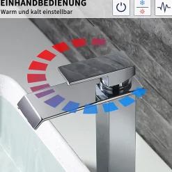 Homelody Robinet Salle de Bain Cascade Mitigeur de Lavabo Haut Robinetterie pour Vasque Chromé Design Moderne