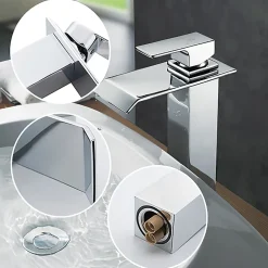 Homelody Robinet Salle de Bain Cascade Mitigeur de Lavabo Haut Robinetterie pour Vasque Chromé Design Moderne