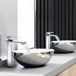 Homelody Robinet Salle de Bain Cascade Mitigeur de Lavabo Haut Robinetterie pour Vasque Chromé Design Moderne