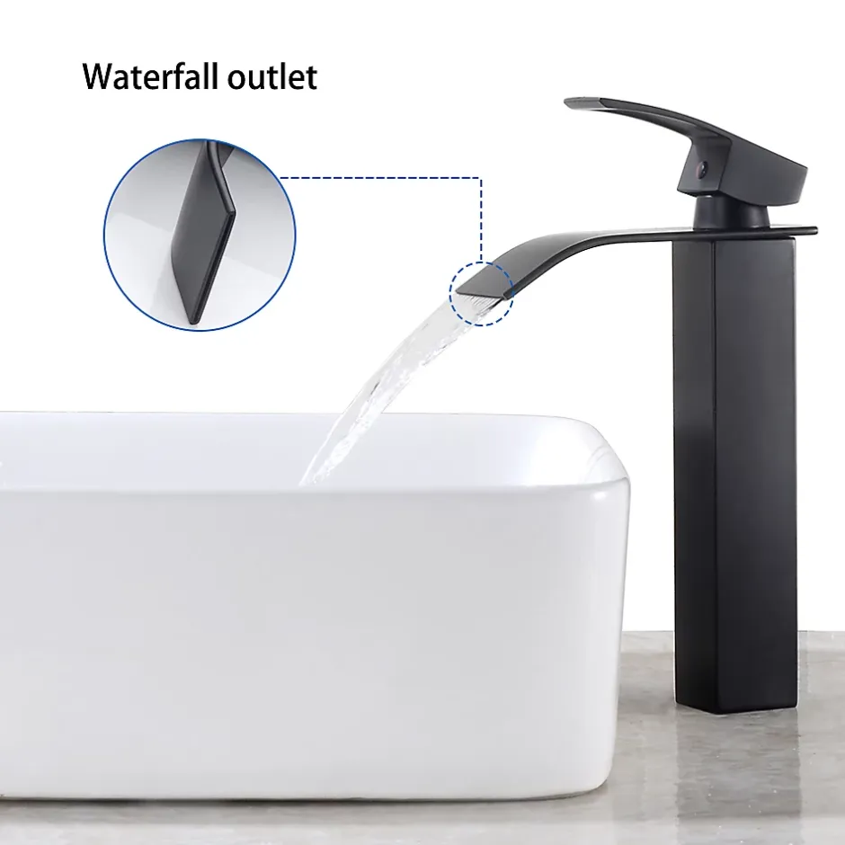 Auralum Max Robinet Salle de Bain Cascade Moderne, Mitigeur de Lavabo - Sortie Douce Sans Éclaboussures
