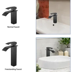 Auralum Max Robinet Salle de Bain Cascade Moderne, Mitigeur de Lavabo - Sortie Douce Sans Éclaboussures