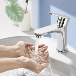 Homelody Robinet Salle de Bain Chromé Mitigeur de Lavabo à Deux Voies pour Salle de Bain Robinet Lavabo en Acier Inox