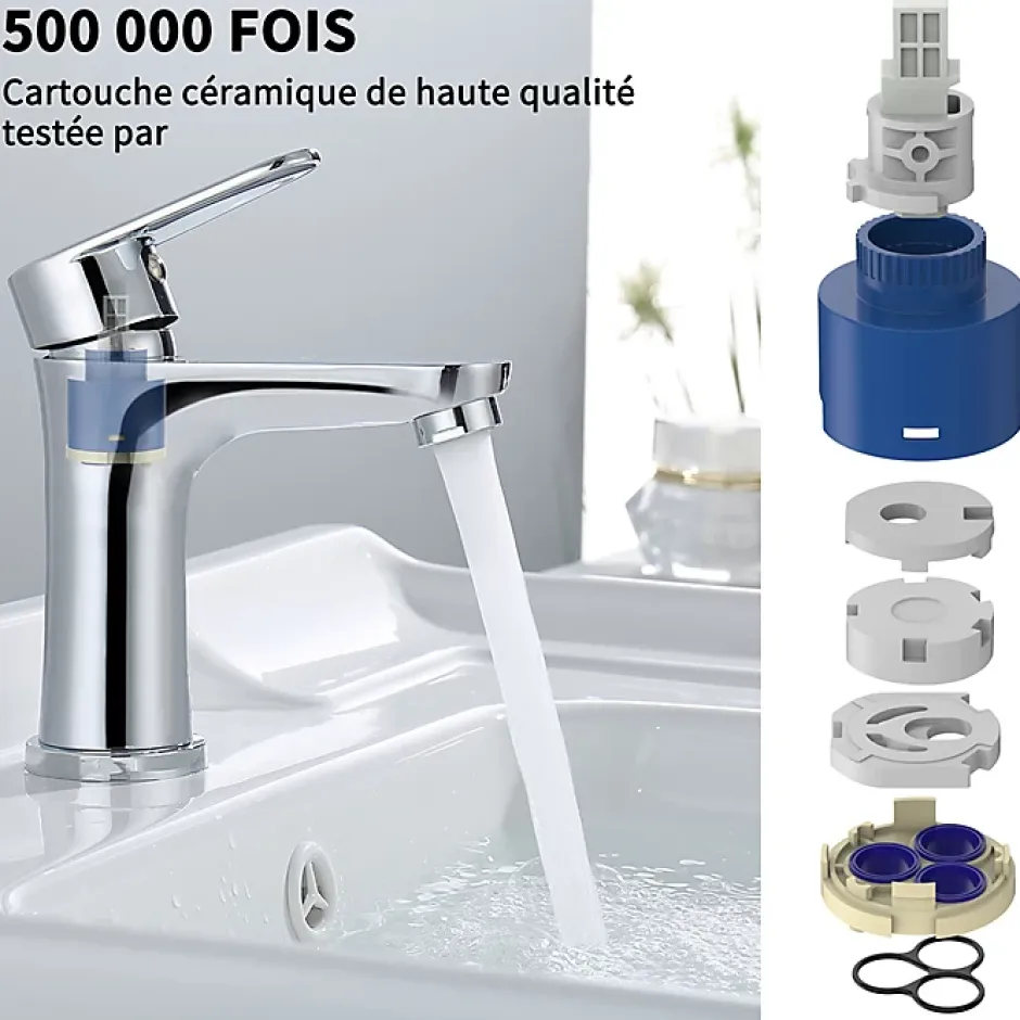 Homelody Robinet Salle de Bain Chromé Mitigeur de Lavabo à Deux Voies pour Salle de Bain Robinet Lavabo en Acier Inox