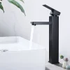 Homelody Robinet Salle de Bain Haut Mitigeur Salle Bain pour Vasque Robinet de Lavabo avec Poignée Carré Design Moderne Noir* Robinet Lavabo Et Vasque