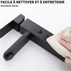 Homelody Robinet Salle de Bain Haut Mitigeur Salle Bain pour Vasque Robinet de Lavabo avec Poignée Carré Design Moderne Noir* Robinet Lavabo Et Vasque