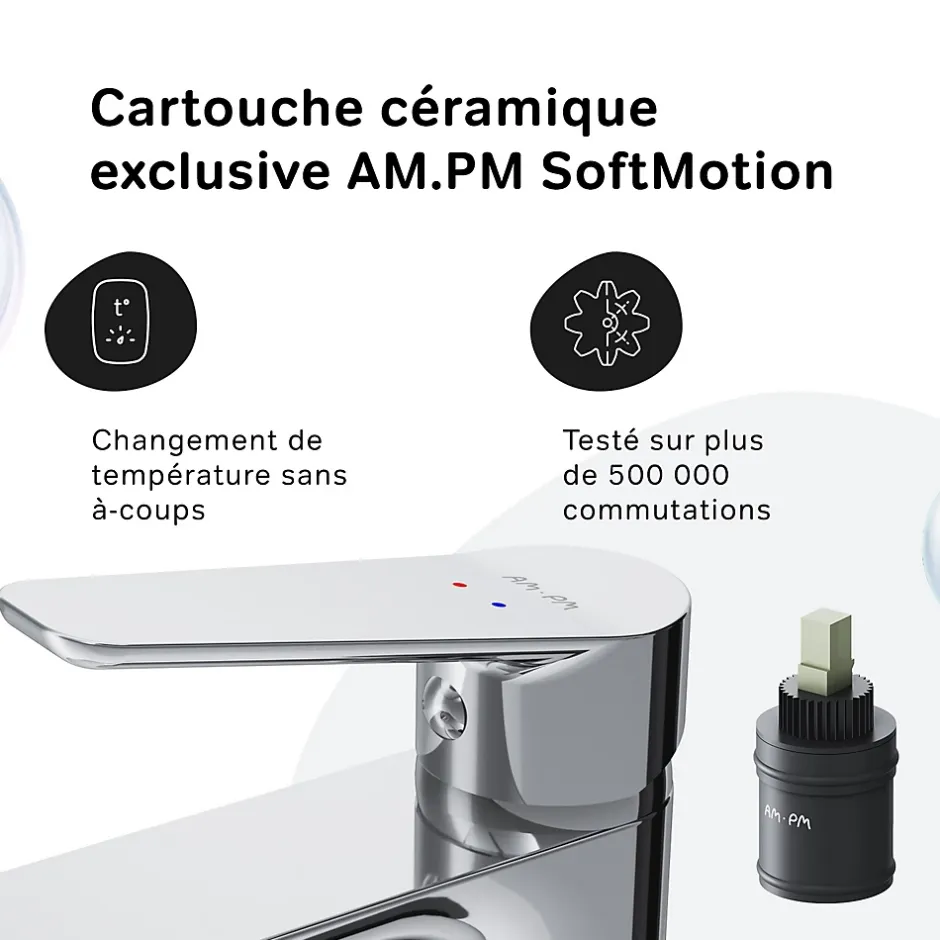 Am.Pm Europe Robinet Salle de Bain Mitigeur de lavabo, Chromé, Hit taille M, FTA02200 AM.PM