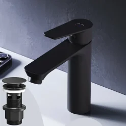 Am.Pm Europe Robinet Salle de Bain Mitigeur lavabo avec bonde clic clac, Noir, taille S, FTA82122 AM.PM