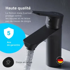 Am.Pm Europe Robinet Salle de Bain Mitigeur lavabo avec bonde clic clac, Noir, taille S, FTA82122 AM.PM