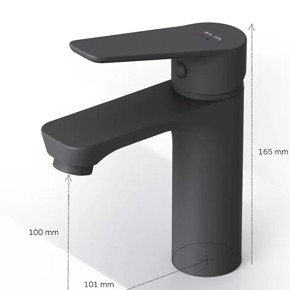 Am.Pm Europe Robinet Salle de Bain Mitigeur lavabo avec bonde clic clac, Noir, taille S, FTA82122 AM.PM