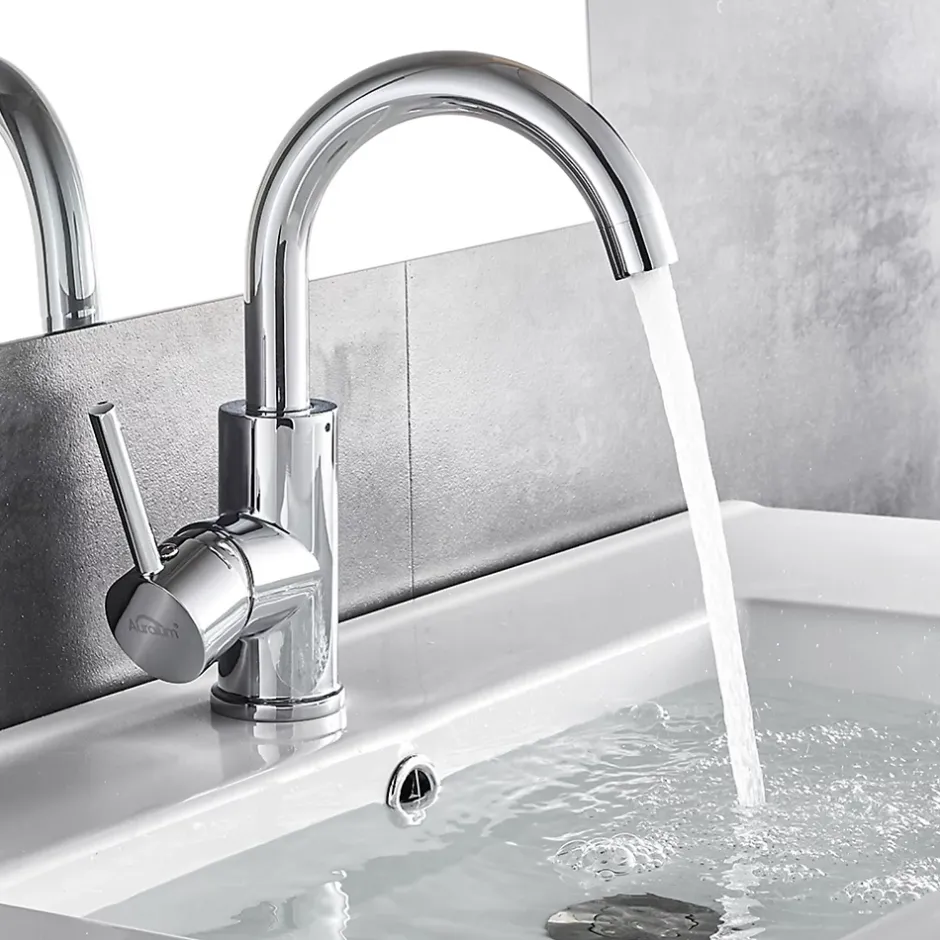 Auralum Max Robinet Salle de Bain Mitigeur lavabo, Robinet lavabo en Laiton , Froide/Chaude
