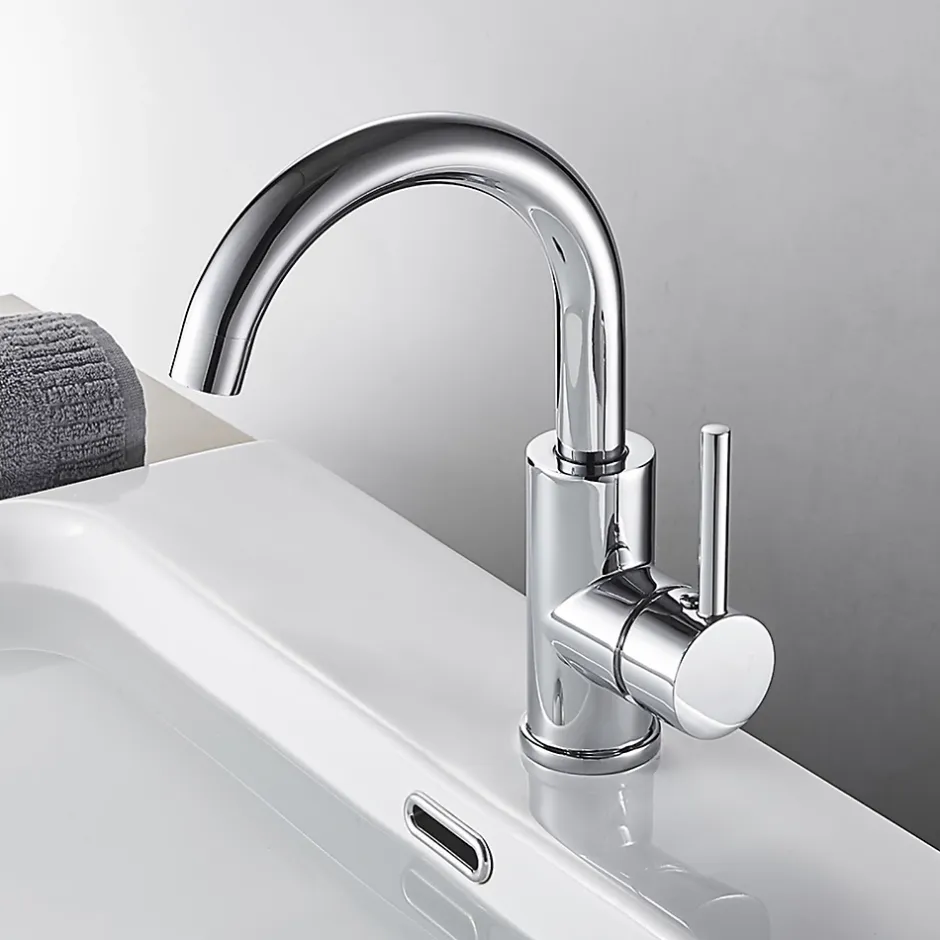 Auralum Max Robinet Salle de Bain Mitigeur lavabo, Robinet lavabo en Laiton , Froide/Chaude