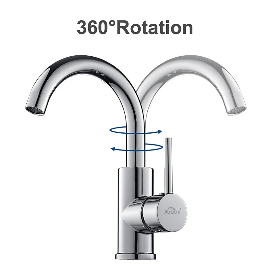 Auralum Max Robinet Salle de Bain Mitigeur lavabo, Robinet lavabo en Laiton , Froide/Chaude