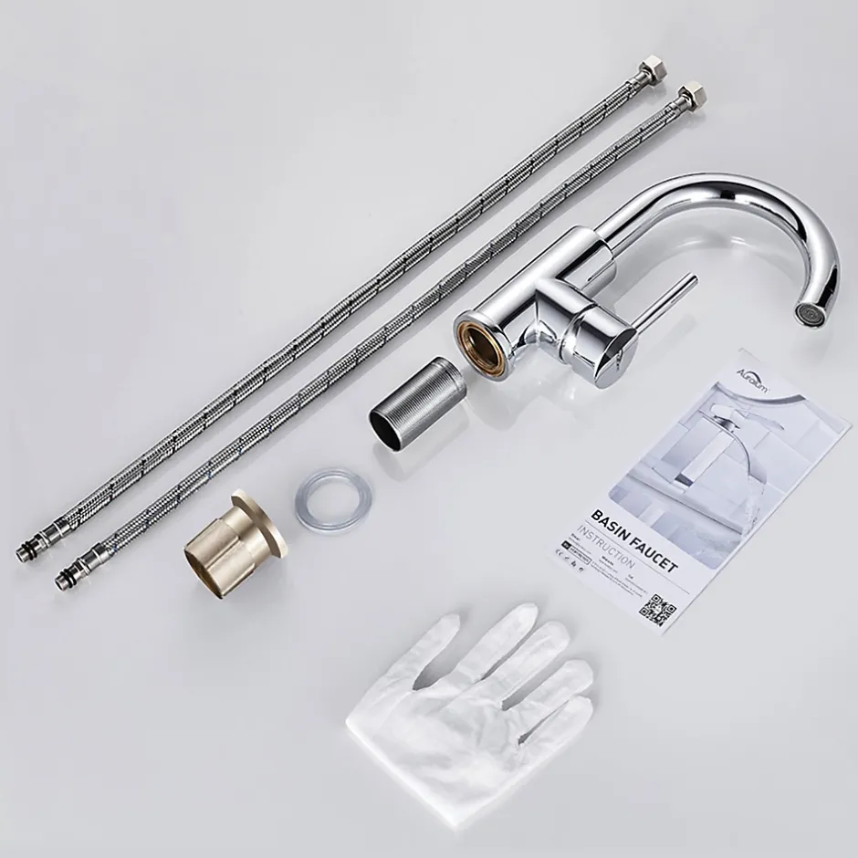 Auralum Max Robinet Salle de Bain Mitigeur lavabo, Robinet lavabo en Laiton , Froide/Chaude