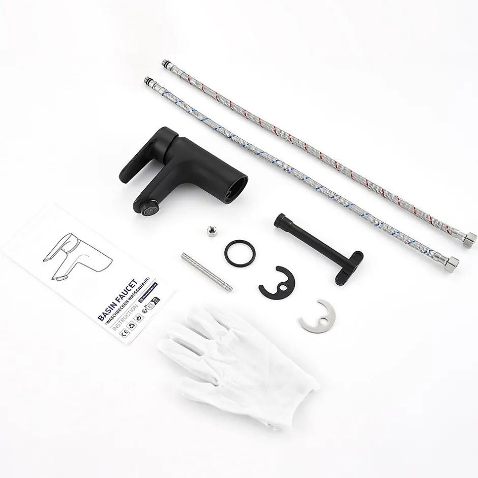 Auralum Max Robinet Salle de Bain Mitigeur lavabo, Robinet lavabo en Laiton , Froide/Chaude