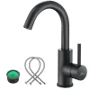 Auralum Max Robinet Salle de Bain Mitigeur lavabo, Noir , Robinet lavabo en Laiton , Froide/Chaude