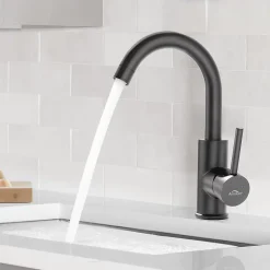 Auralum Max Robinet Salle de Bain Mitigeur lavabo, Noir , Robinet lavabo en Laiton , Froide/Chaude