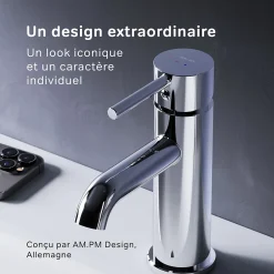 Am.Pm Europe Robinet Salle de Bain Mitigeur de lavabo, Chromé, taille M, FPA02100 AM.PM* Robinet Lavabo Et Vasque