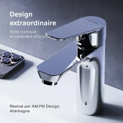 Am.Pm Europe Robinet Salle de Bain Mitigeur de lavabo avec bonde clic clac, Chromé, taille S, FTA82200 AM.PM