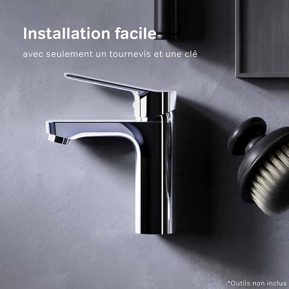 Am.Pm Europe Robinet Salle de Bain Mitigeur de lavabo avec bonde clic clac, Chromé, taille S, FTA82200 AM.PM
