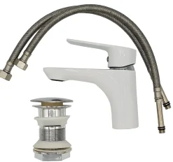 Invena Robinet Salle De Bain Mitigeur Lavabo Blanc Monocommande Dokos* Robinet Lavabo Et Vasque