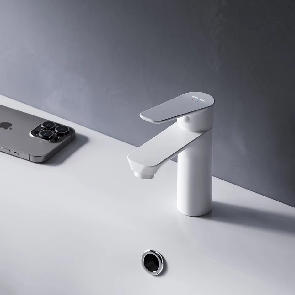 Am.Pm Europe Robinet Salle de Bain Mitigeur de lavabo avec bonde clic clac, Blanc, taille S, FTA82133 AM.PM