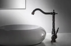 Rea Robinet Salle De Bain Mitigeur Lavabo Haut Retro Noir Monocommande