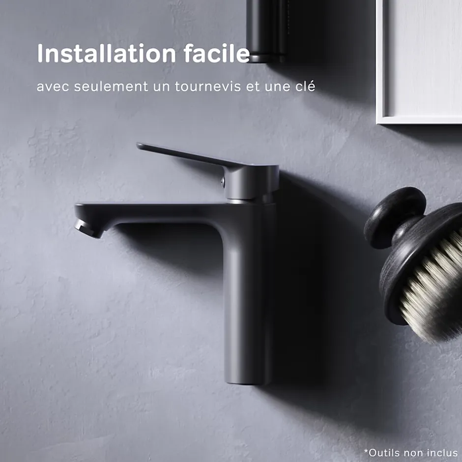 Am.Pm Europe Robinet Salle de Bain Mitigeur lavabo, Noir, taille M, FTA02122 AM.PM* Robinet Lavabo Et Vasque
