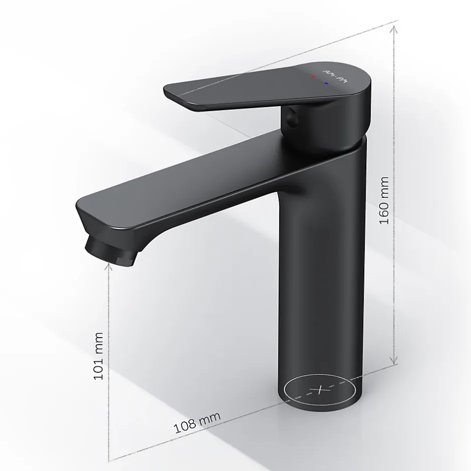 Am.Pm Europe Robinet Salle de Bain Mitigeur lavabo, Noir, taille M, FTA02122 AM.PM* Robinet Lavabo Et Vasque