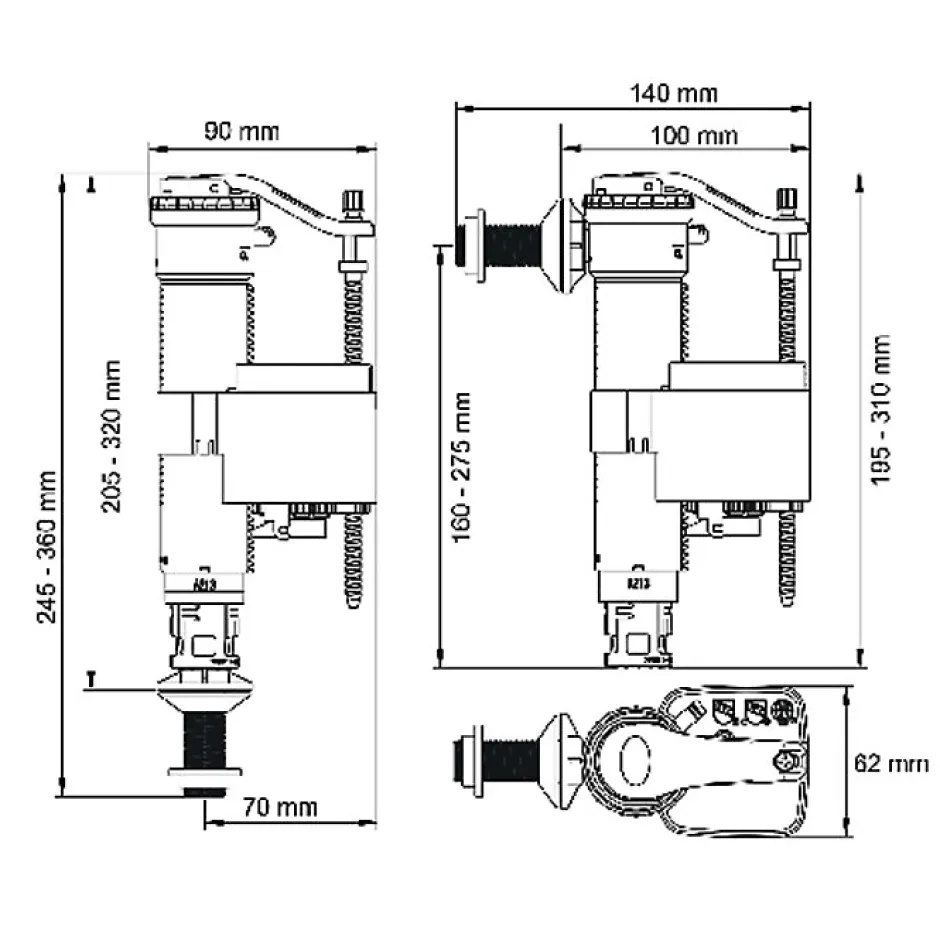 Dubourgel Robinet universel SX télescopique - Raccord diam : 3/8"