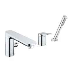 Duravit Robinetterie de baignoire à 3 trous : Robinet, Levier et Douchette à main - Chrome - 24x24,8x20,3cm - Wave* Robinet De Baignoire