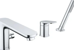 Duravit Robinetterie de baignoire à 3 trous : Robinet, Levier et Douchette à main - Chrome - 24x24,8x20,3cm - Wave* Robinet De Baignoire