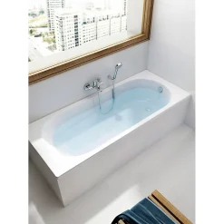 Roca Baignoire rectangulaire Neo Genova avec dossier, accoudoirs, poignées sculptées - Blanc 180x80cm* Baignoire Droite