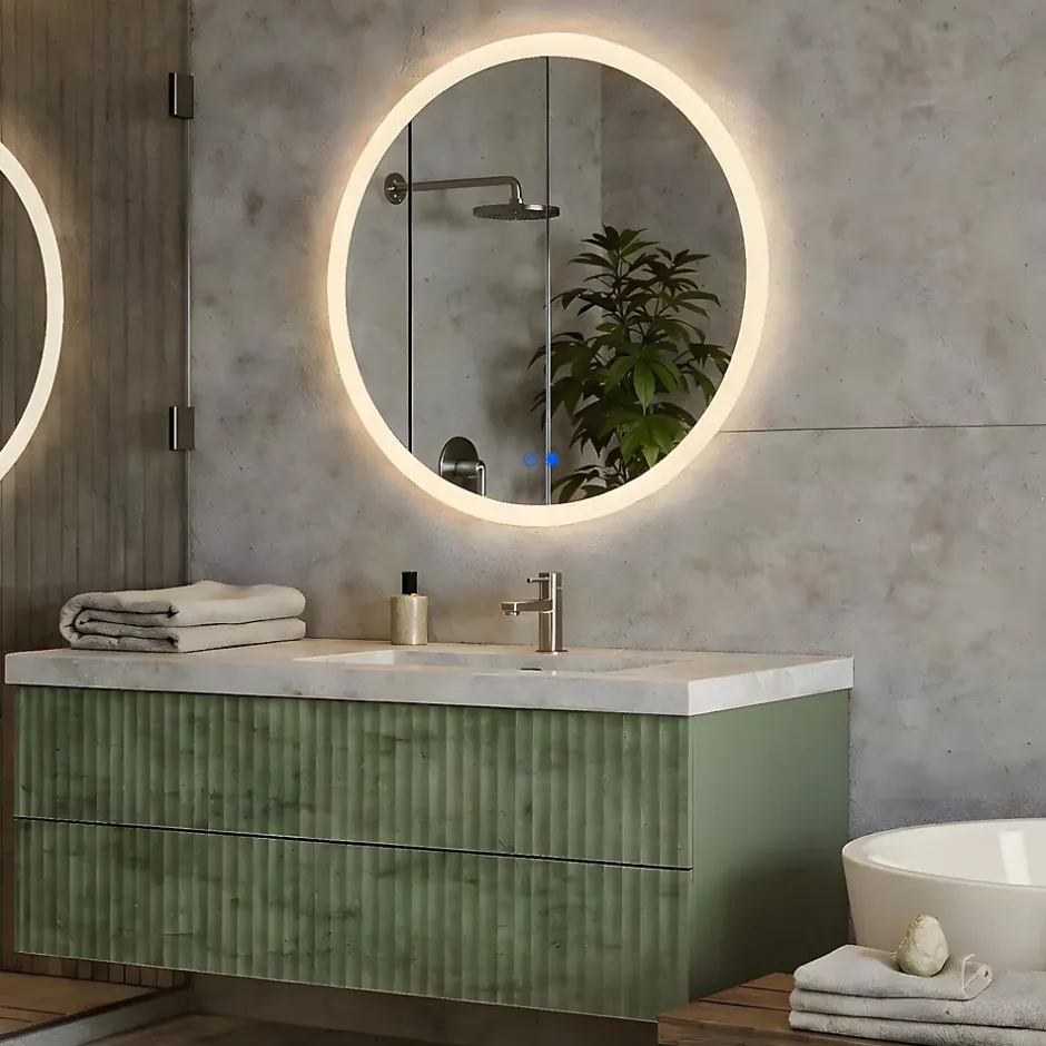 Artforma Rond Miroir Salle de Bain 80cm, Miroir led avec Tactile, Systeme Couleur DUAL LED et Fonction Anti-buée
