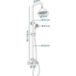 Rousseau Colonne de douche avec robinet mélangeur Retro - Vieux-bronze
