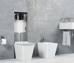 Laneri Réservoir caché compléte pour cuvette au sol avec plaque de commande en acier inoxydable double bouton* Wc À Poser
