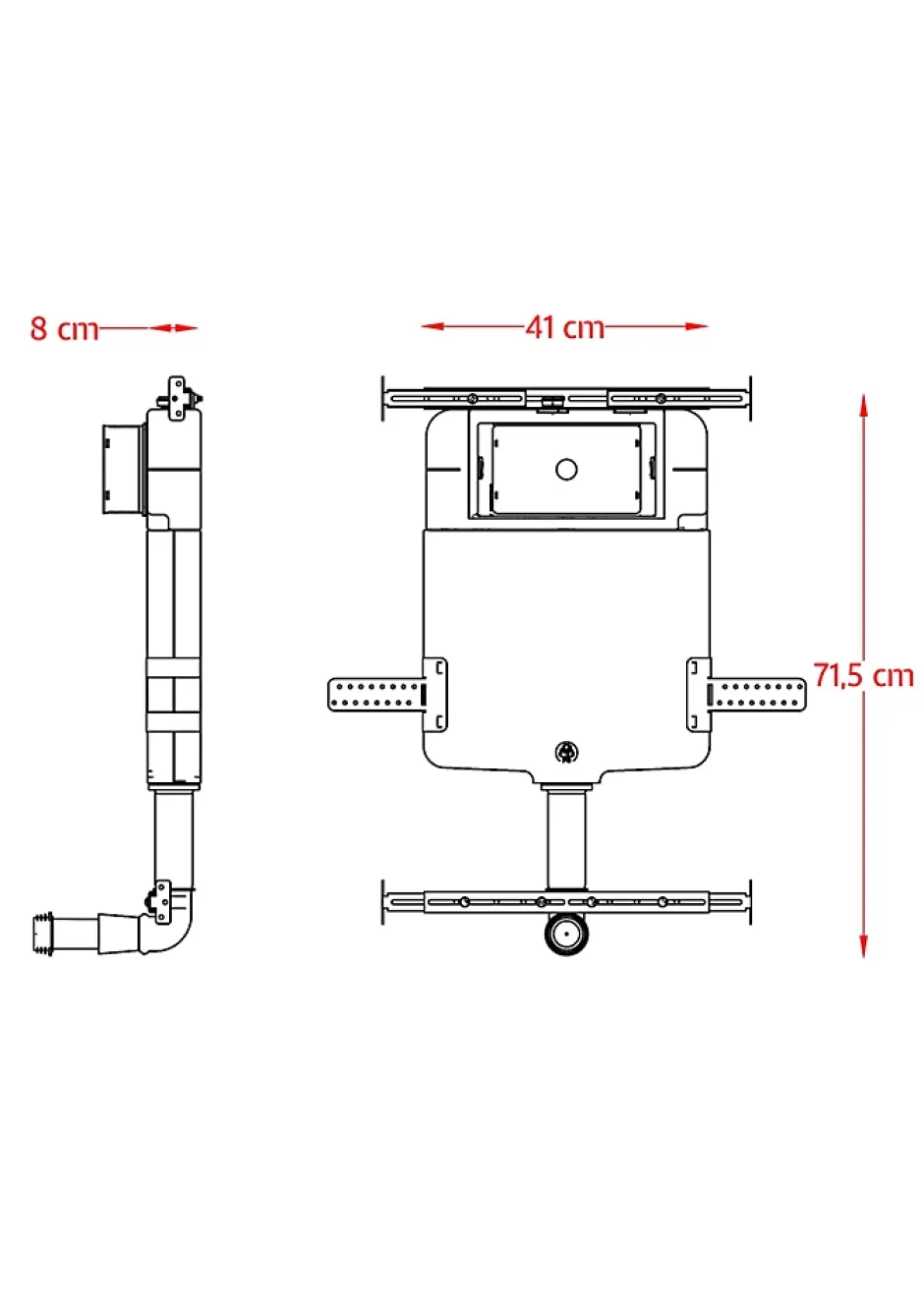 Laneri Réservoir caché compléte pour cuvette au sol avec plaque de commande en acier inoxydable double bouton* Wc À Poser