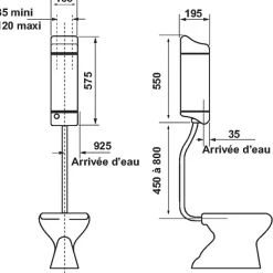 Regiplast Réservoir de chasse JOKER mi-haut pour rénovation - Couleur : blanc* Wc Suspendu